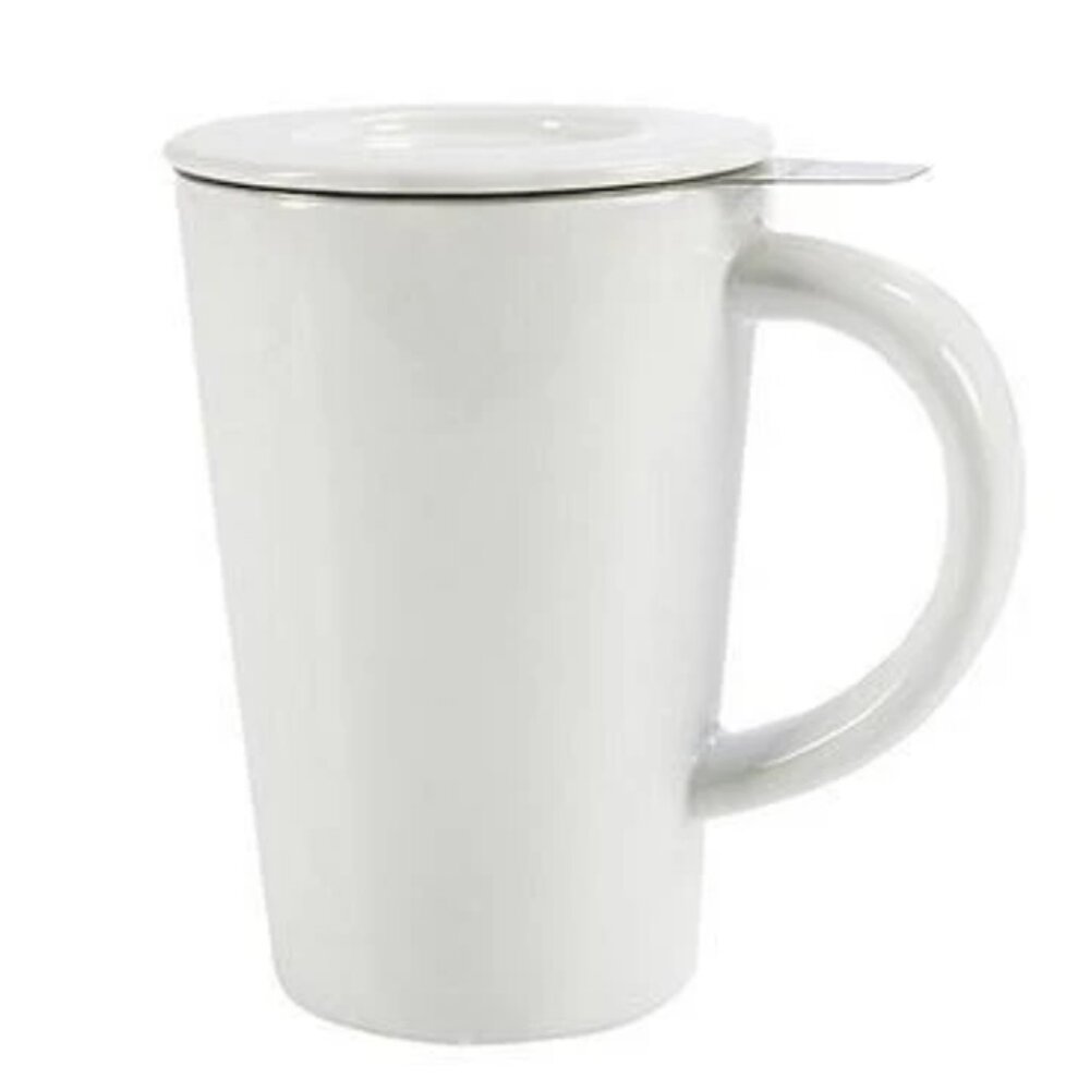 2 NEW Primula White 14 oz Tea Brewing Ceramic Mugs with Infusers - Picture 2 of 4